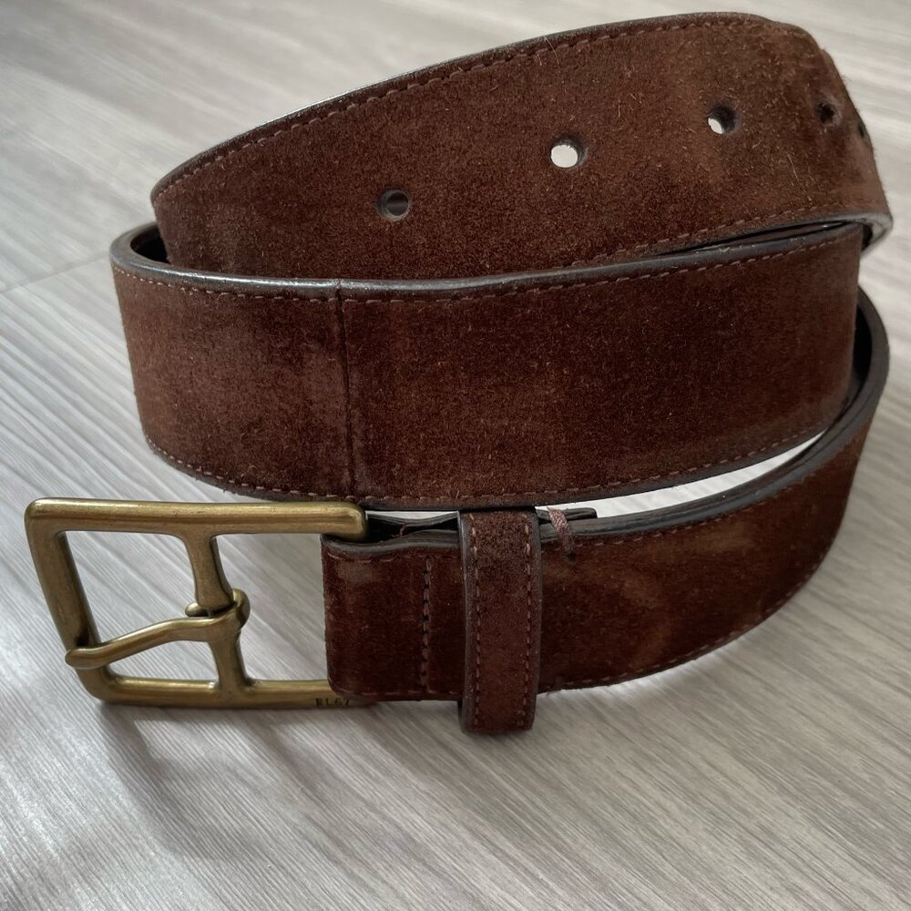 Polo Ralph Lauren brown suede belt 36 Italian leather